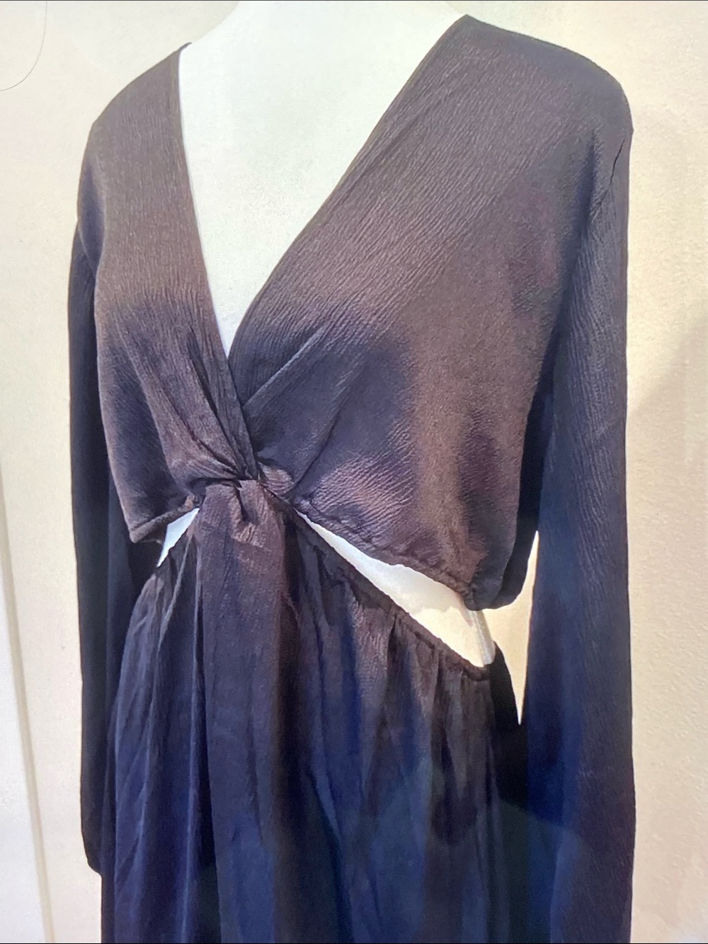 H&M Deep Black Twist-Front Maxi Dress with Cutout